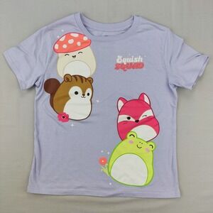 Squishmallows T-Shirt Girls XL 14/16 Purple Squish Squad Graphic Short Sleeve‎ T